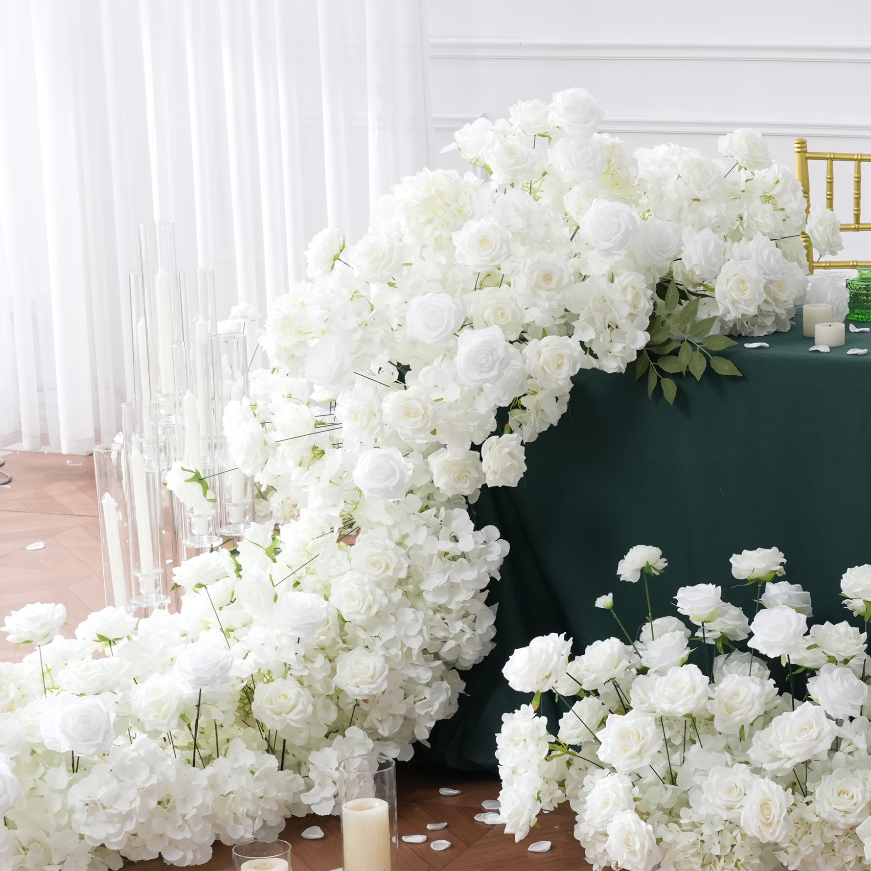 Aisle Runner White - Angela A8147 White Rose Hydrangea Sofa