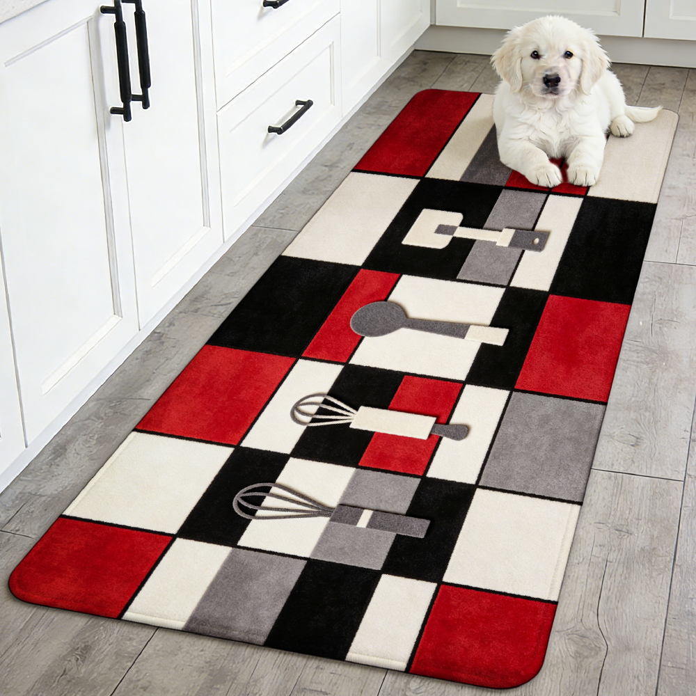 Aisle Runner White - Red Black White Gray Plaid Whisk