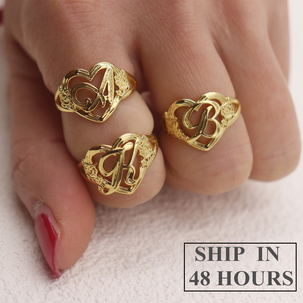 Gold Personalized Initials Hea - مراجعة Wedding Z وسعره