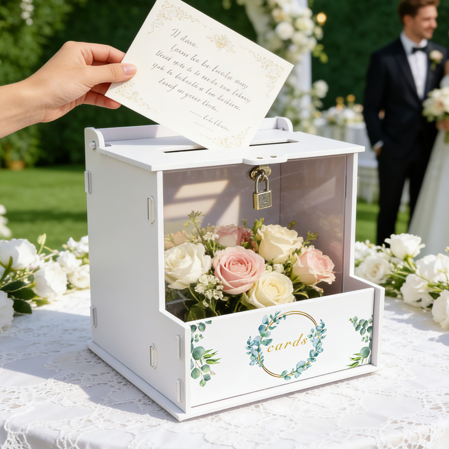 White PVC Wedding Card Boxes w - مراجعة Wedding Favor Box وسعره
