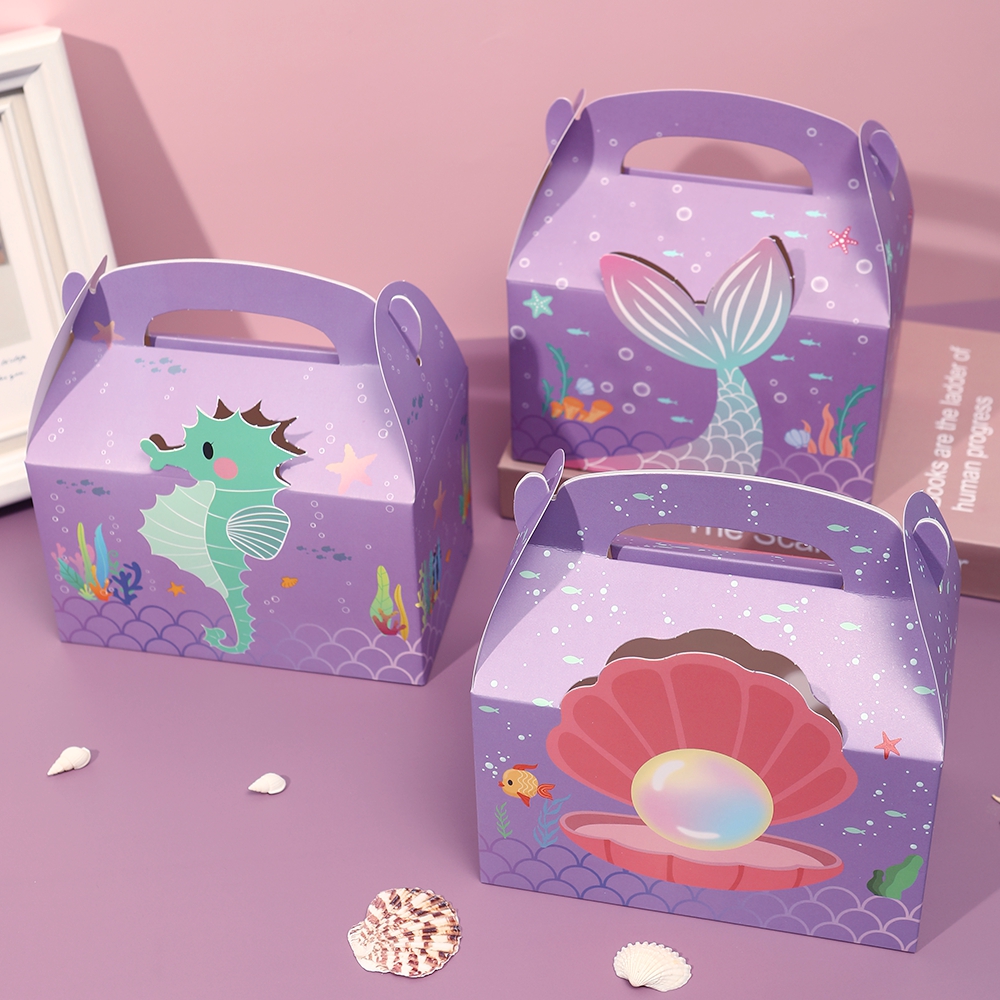 6pcs Mermaid Gift Paper Bags O - مراجعة Wedding Favor Box وسعره