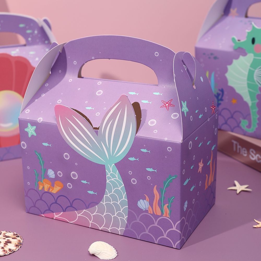 6pcs Mermaid Gift Paper Bags O - مراجعة Wedding Favor Box وسعره