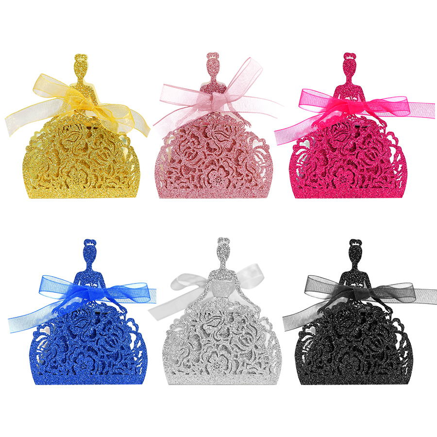 10Pcs/set Bride Flower Dresses - مراجعة Wedding Favor Box وسعره