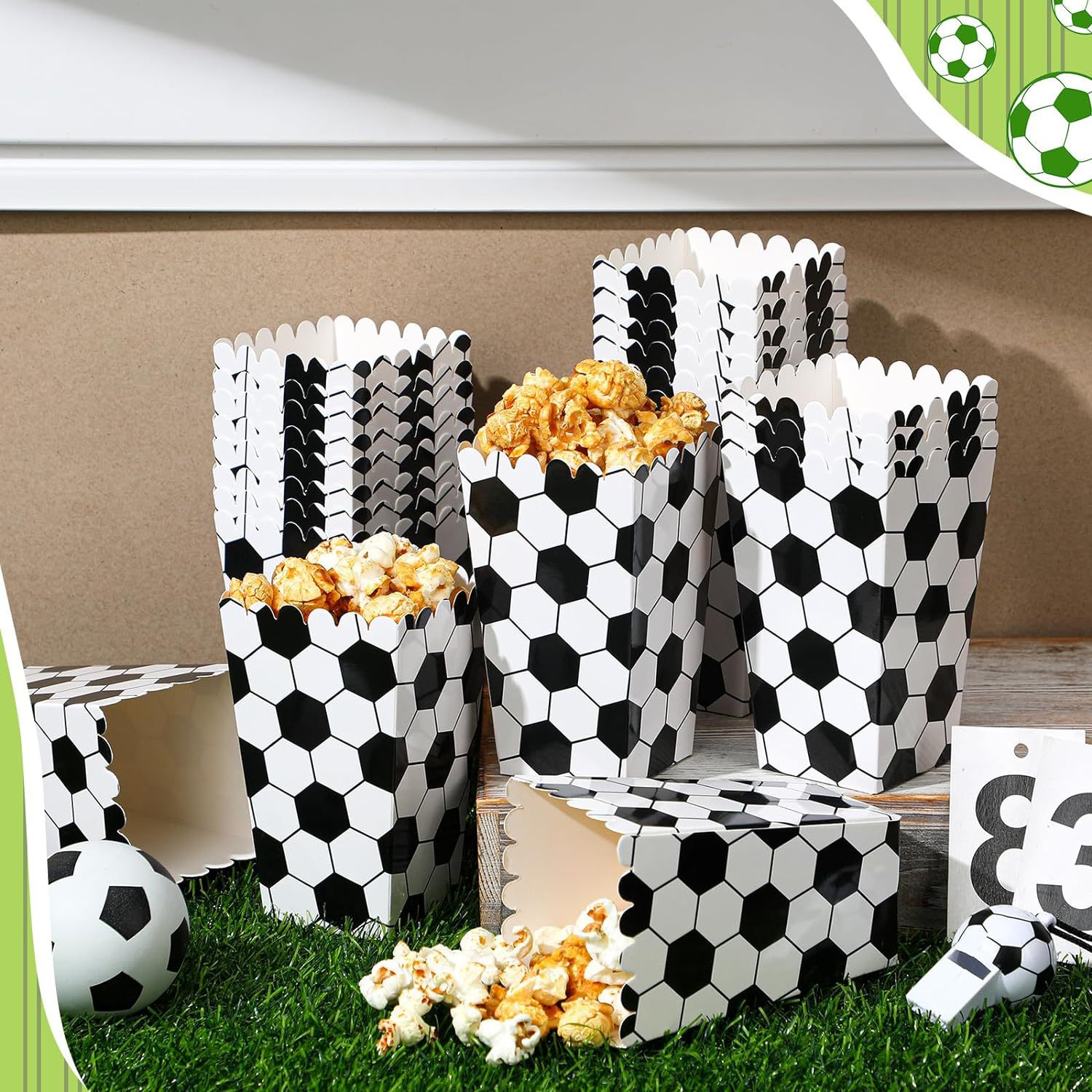 6/18Pcs  Football Popcorn Boxe - مراجعة Wedding Favor Box وسعره
