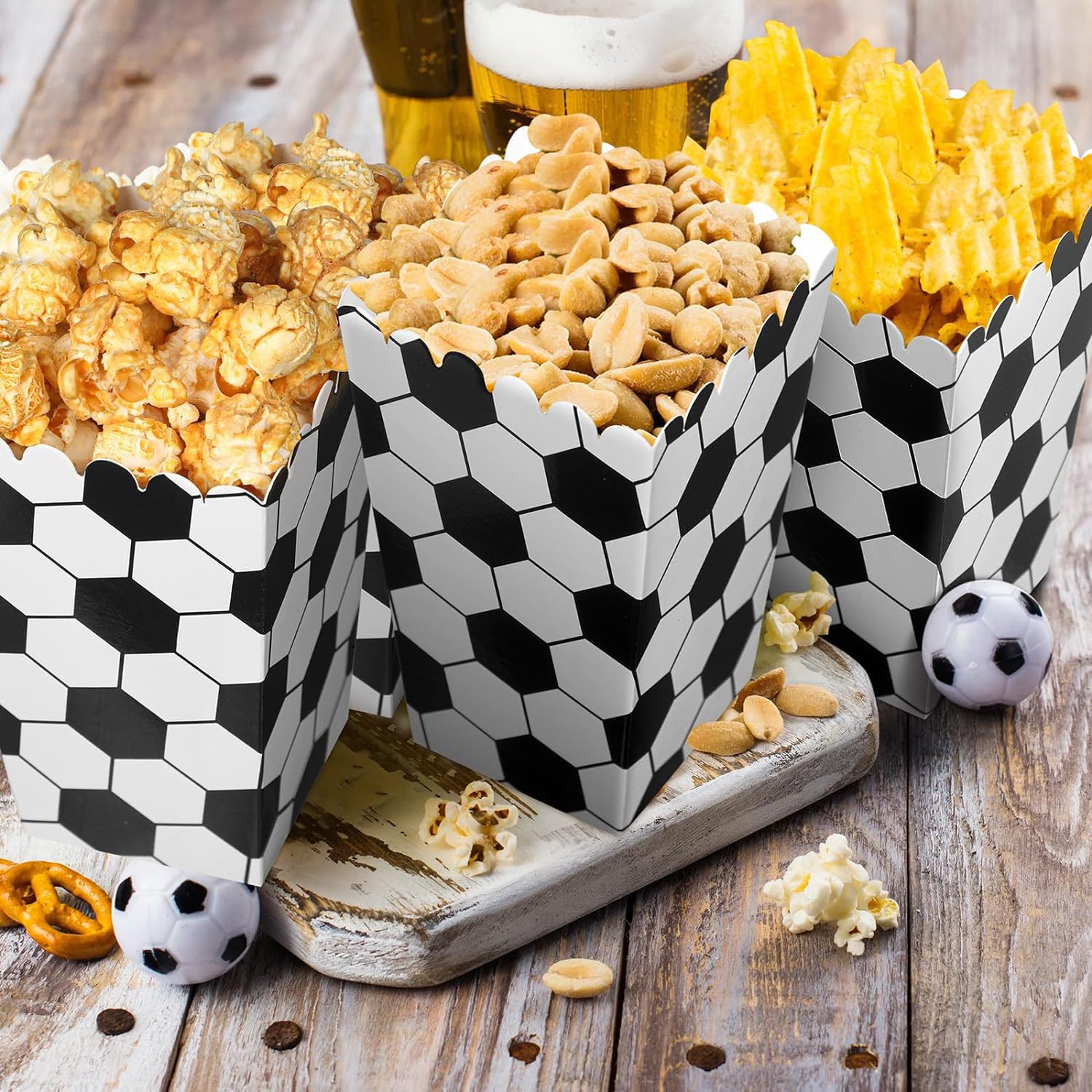 6/18Pcs  Football Popcorn Boxe - مراجعة Wedding Favor Box وسعره