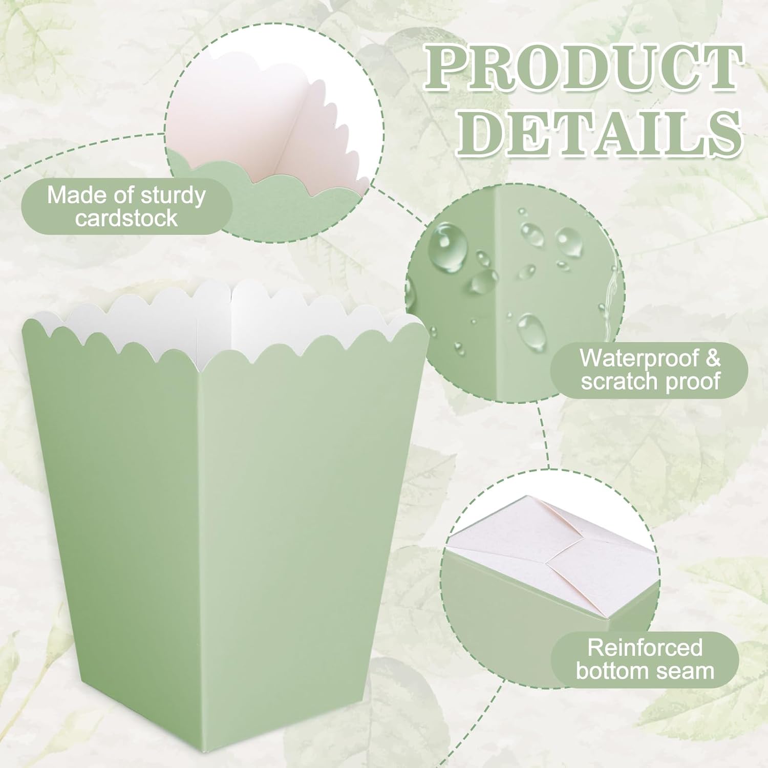 12 pcs  Sage Green Mini Popcor - مراجعة Wedding Favor Box وسعره