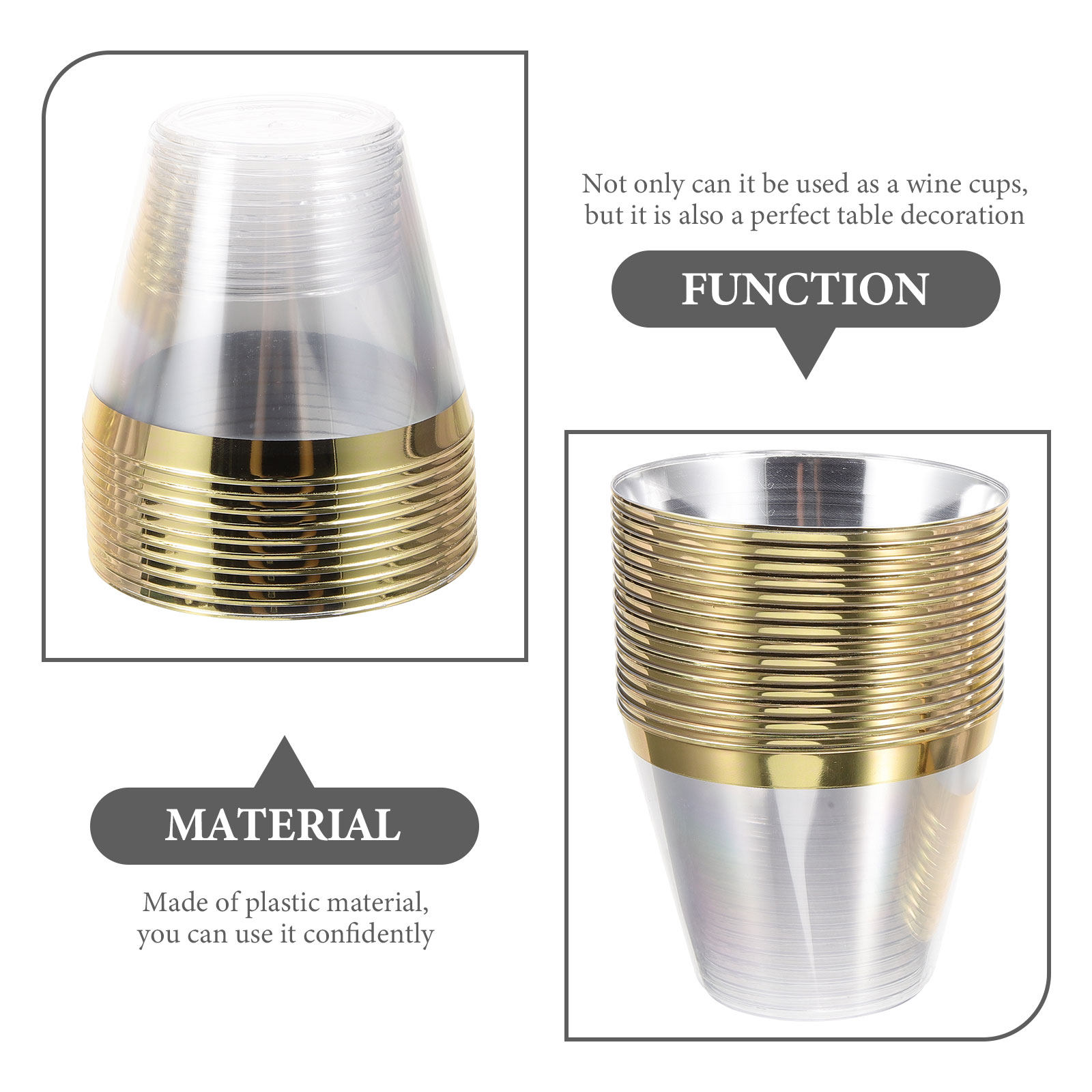 25pcs Gold Foil Plastic Clear  - مراجعة Wedding Water Supply وسعره